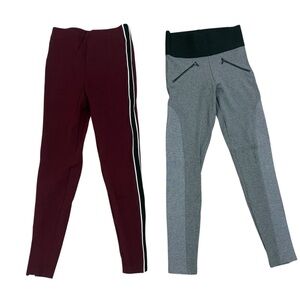 Zara and Forever21 Leggings in Burgundy and Gray Bundle Size XS